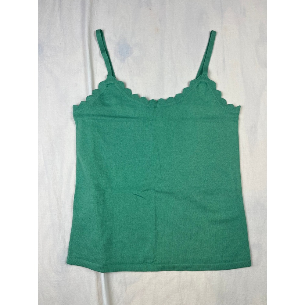 J.Crew Green Scalloped Knit Camisole Tank Top CA086 Womens Small NWT